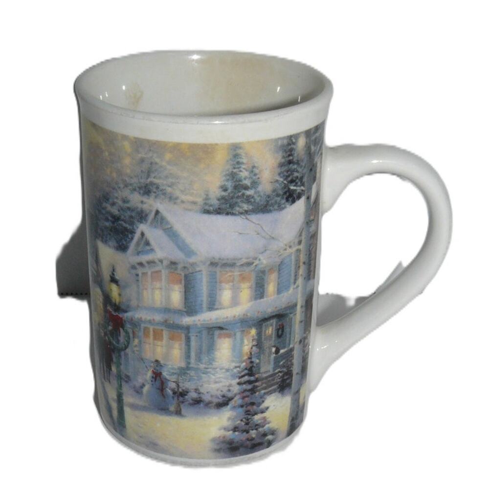 Thomas Kinkade Christmas Celebration Ceramic Coffee Mug Holiday Winter Scene